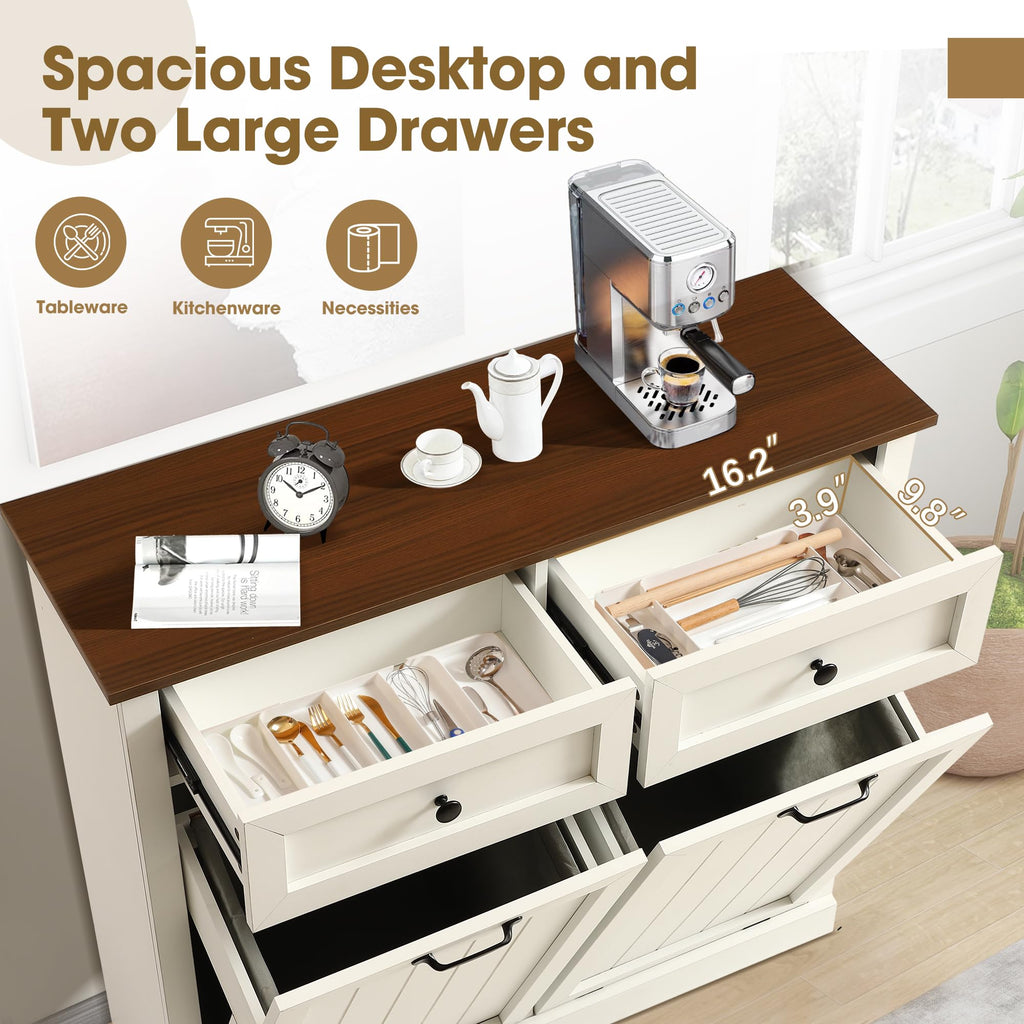 Double Laundry Hamper Cabinet with 2 Drawer X79559