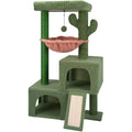 37.4" Green Cactus Cat Tree with Cat Condos and Scratching Post O29644
