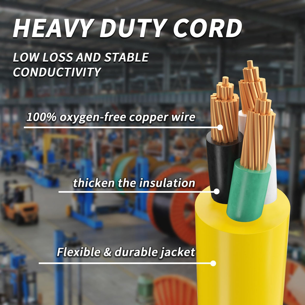 100 FT 10 Gauge Outdoor Extension Cord with Multiple Outlets Yellow W3428