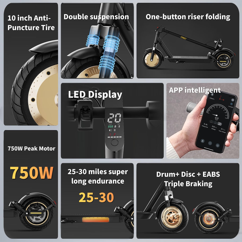 Electric Scooter with Solid Tires, Dual Suspension, Folding G918