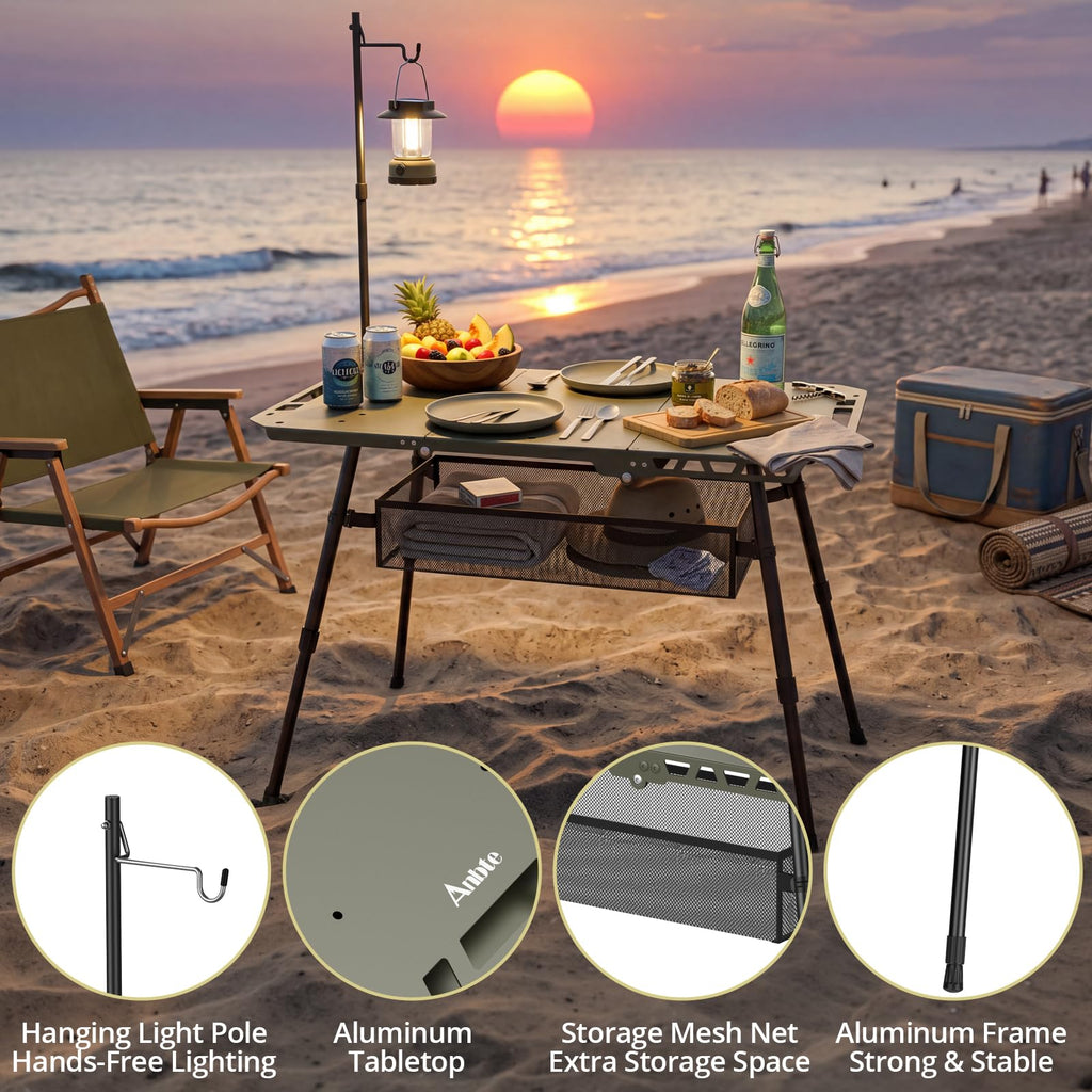 Adjustable Aluminum Folding Camping Table W305514
