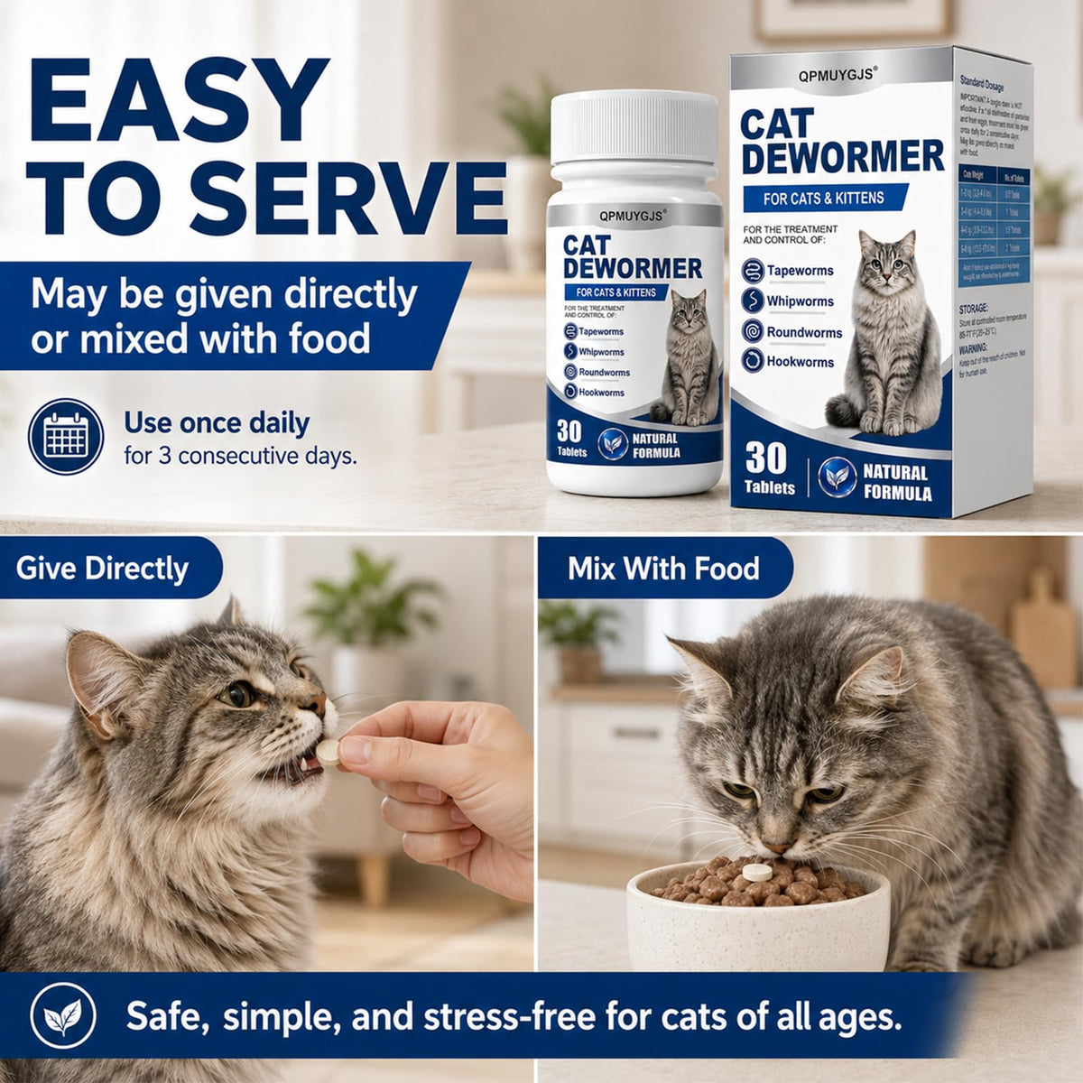Dewormer for Cats & Kittens 30 Tablets Z788787