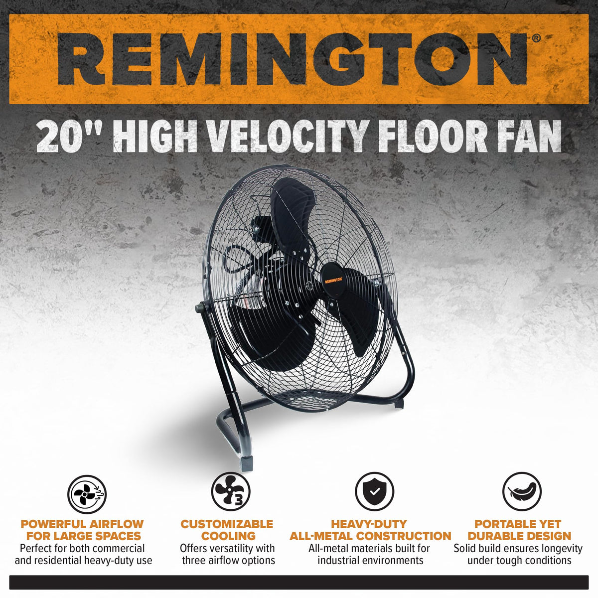 20 Inch 3 Speed Black Metal Floor Fan Z274549