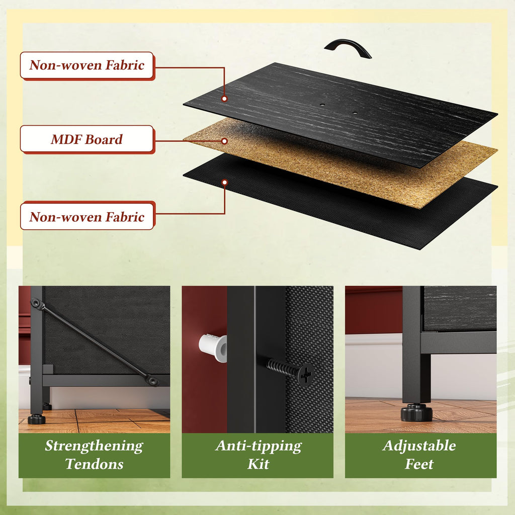 Black Dresser with 16 Fabric Drawers Q402188