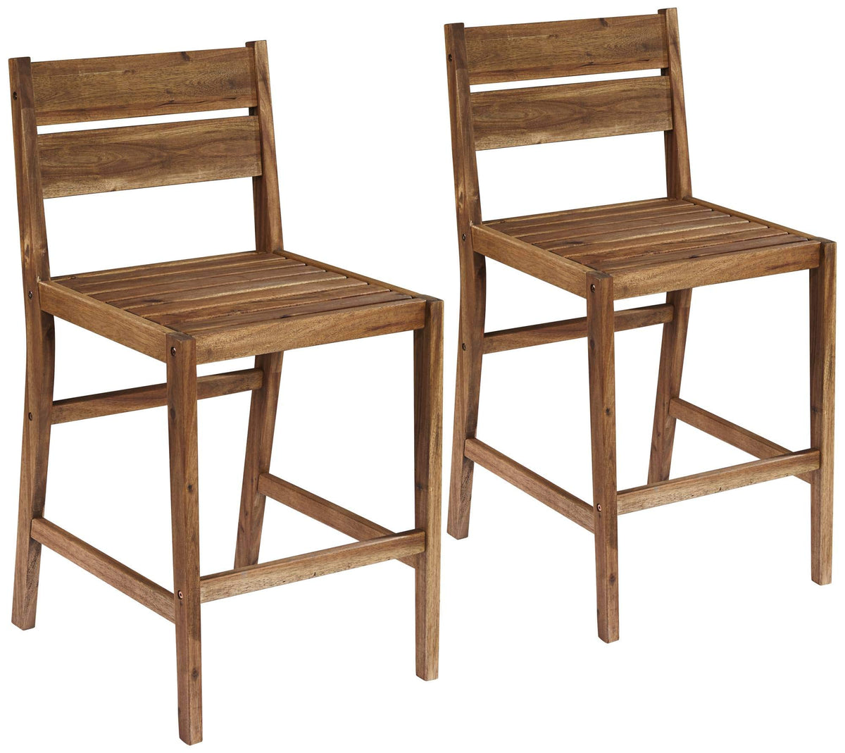 Acacia Wood Outdoor Bar Stools Set of 2 Brown 24" High M273928