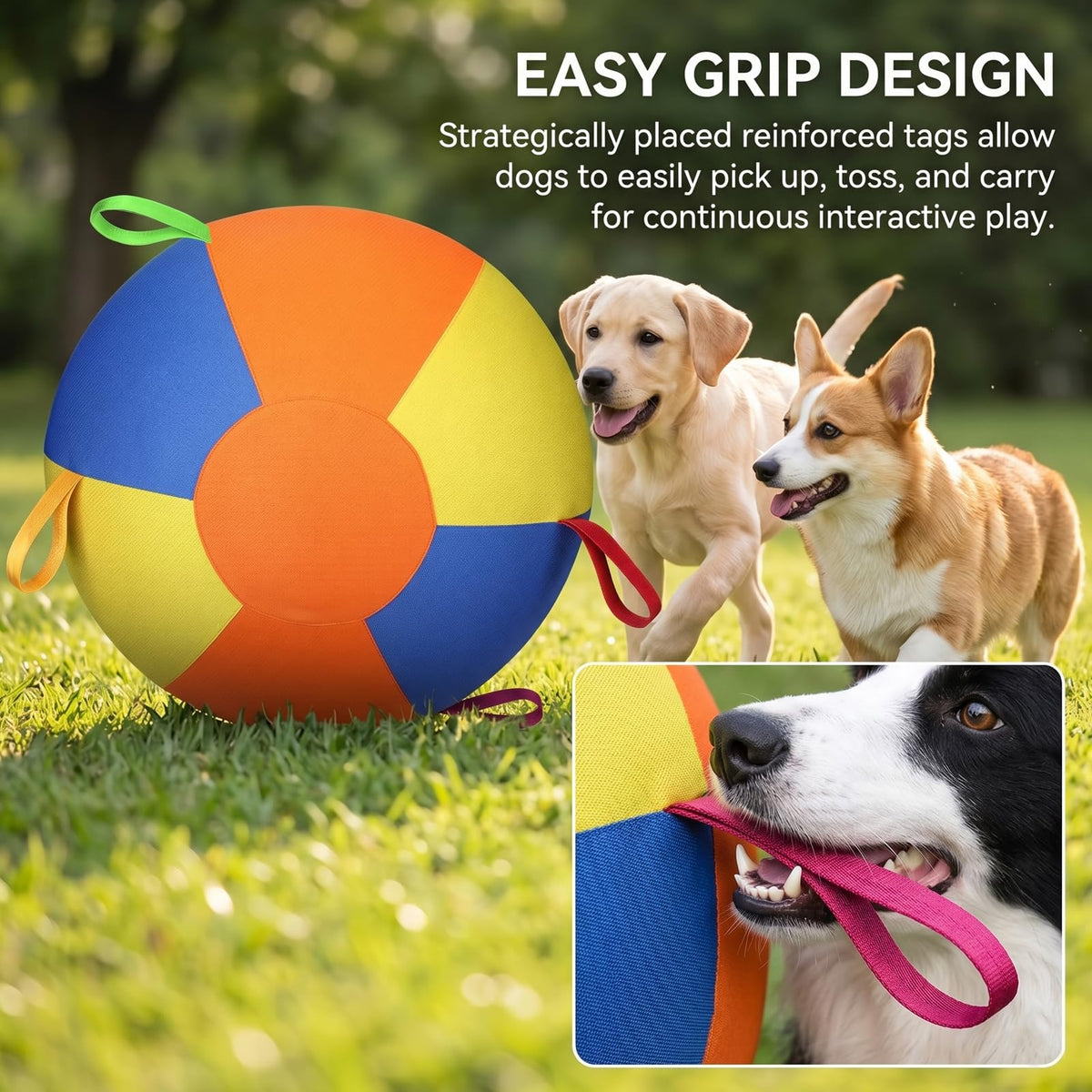 Inflatable Dog Ball with Handle Cover & Pump 18in L353923