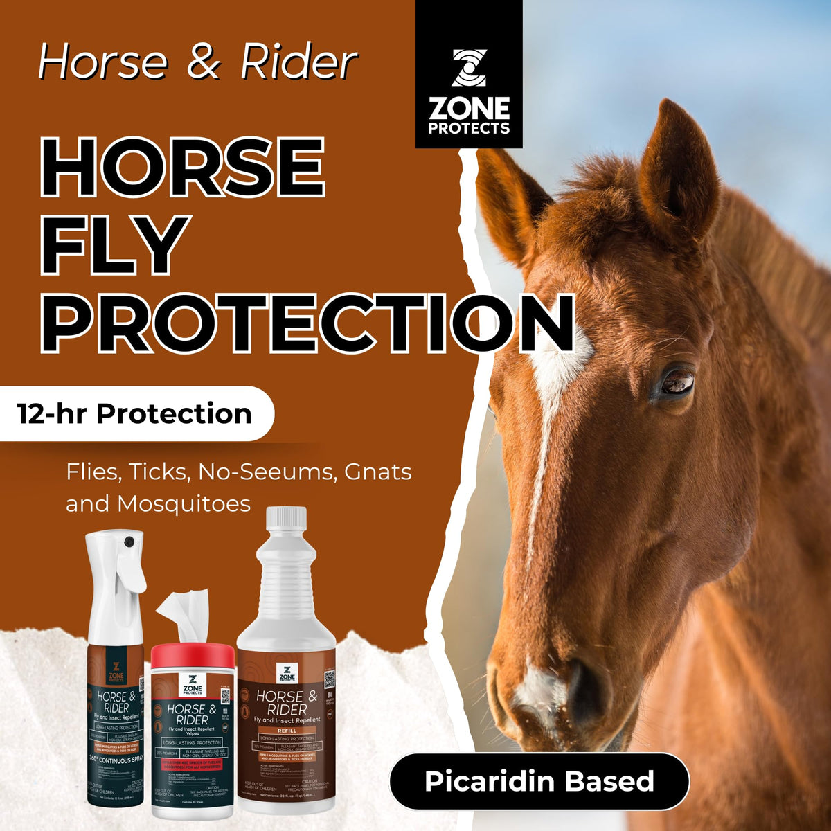 Picaridin 10oz Continuous Spray 32oz Refill 80ct Wipes Horse Fly Repellent D709
