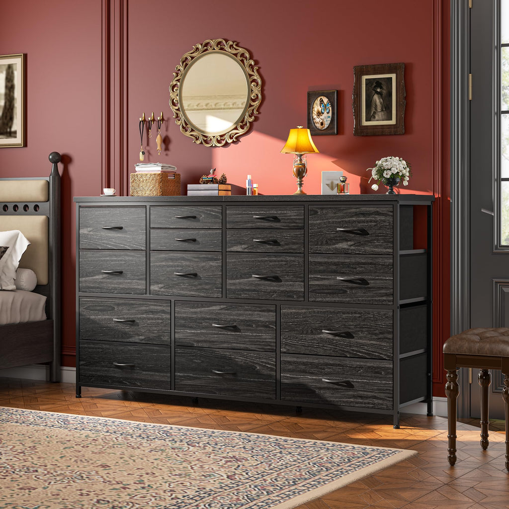 Black Dresser with 16 Fabric Drawers Q402188