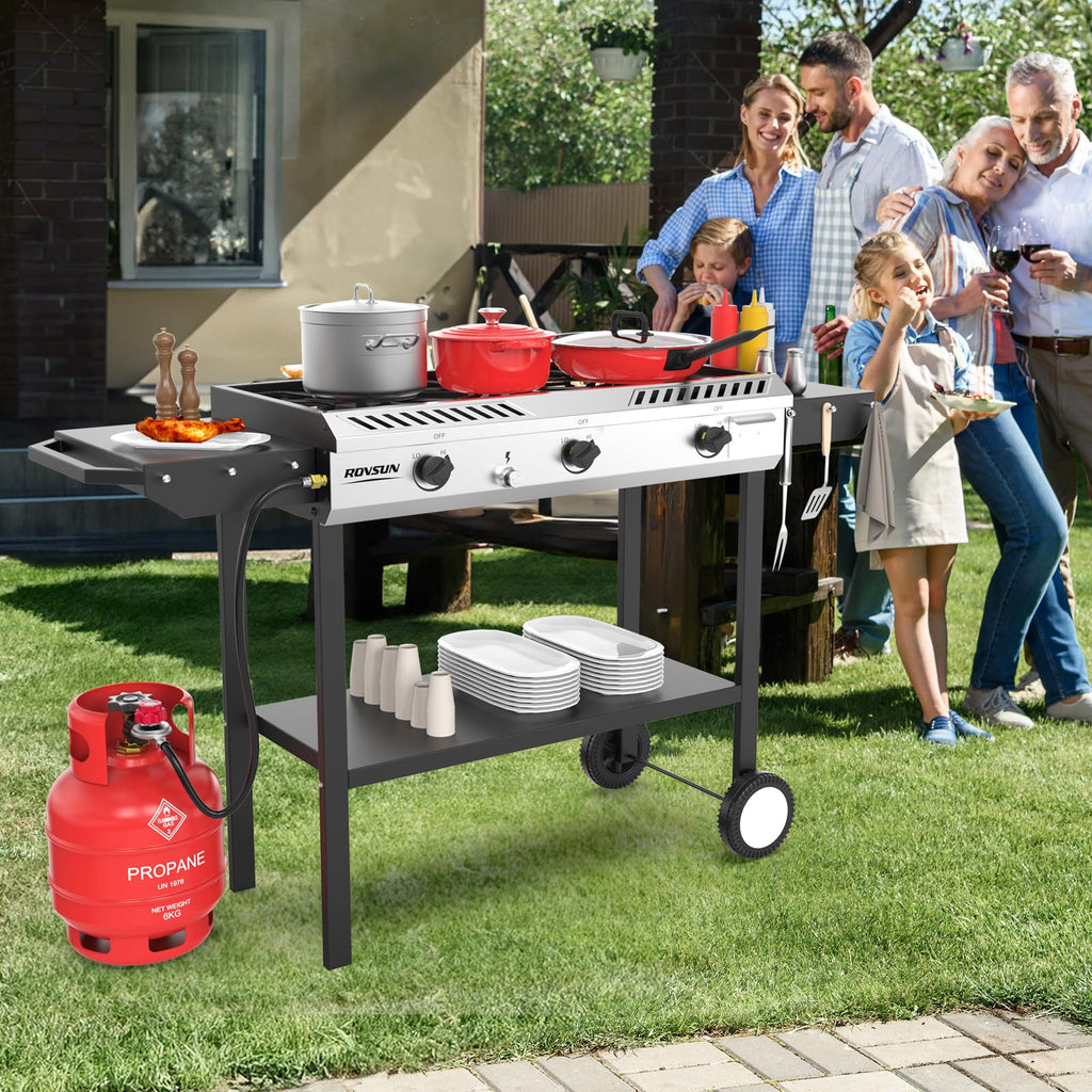 3 Burner Propane Gas Stove with Side Shelves V67756