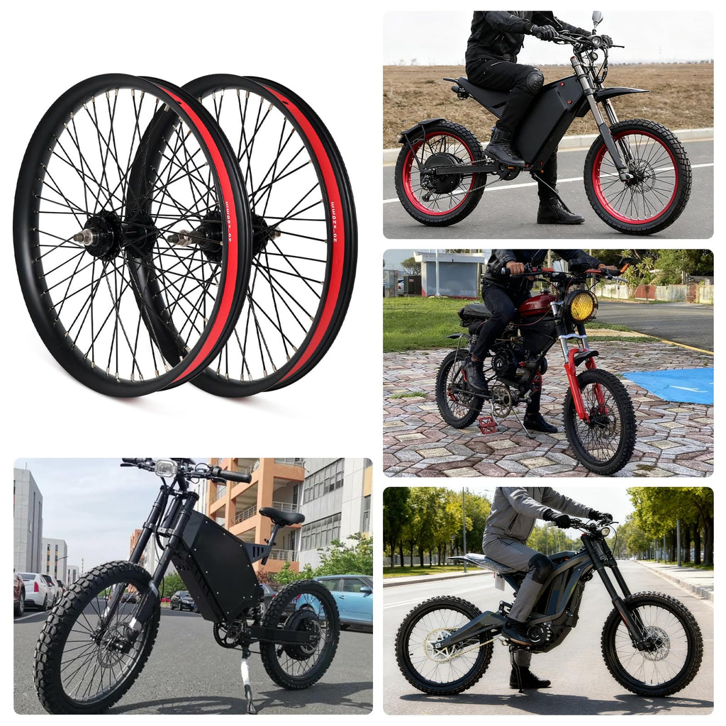 20"/26" Heavy Duty Bike Wheelset, Front and Rear, 12 Gauge 48 Spokes, Double Wall Aluminum Alloy Disc Brake MTB Z538595