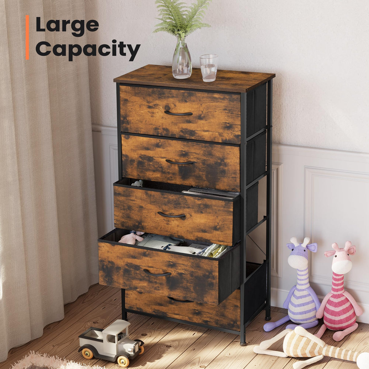 5 Drawer Fabric Dresser W9902