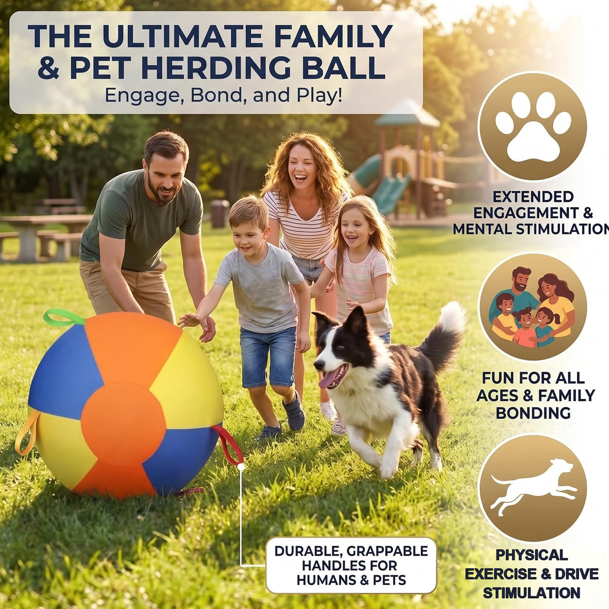 Inflatable Dog Ball with Handle Cover & Pump 18in L353923
