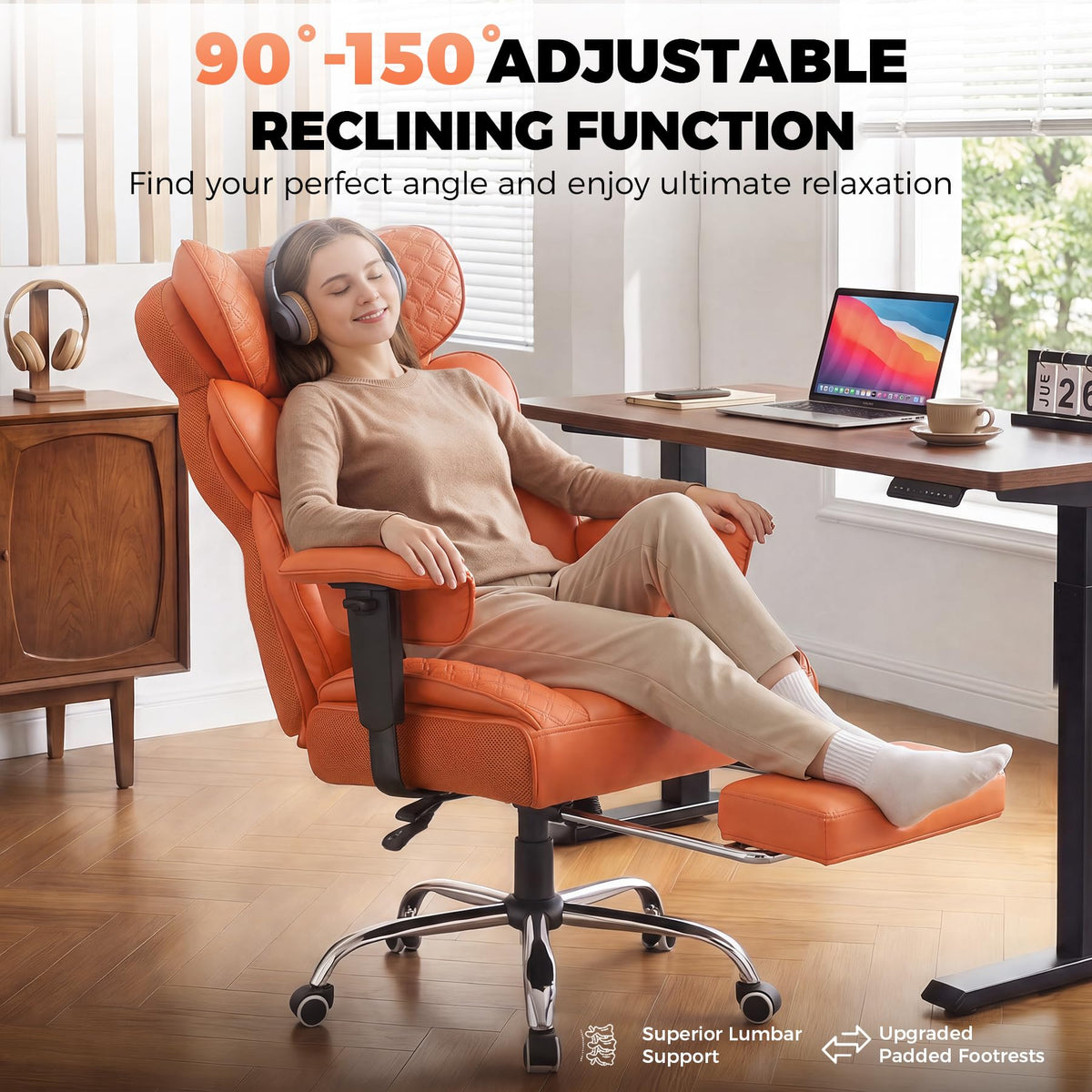 Big and Tall High Back Executive Chair with Footrest Q8576