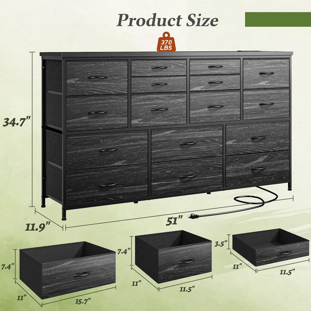 Black Dresser with 16 Fabric Drawers Q402188
