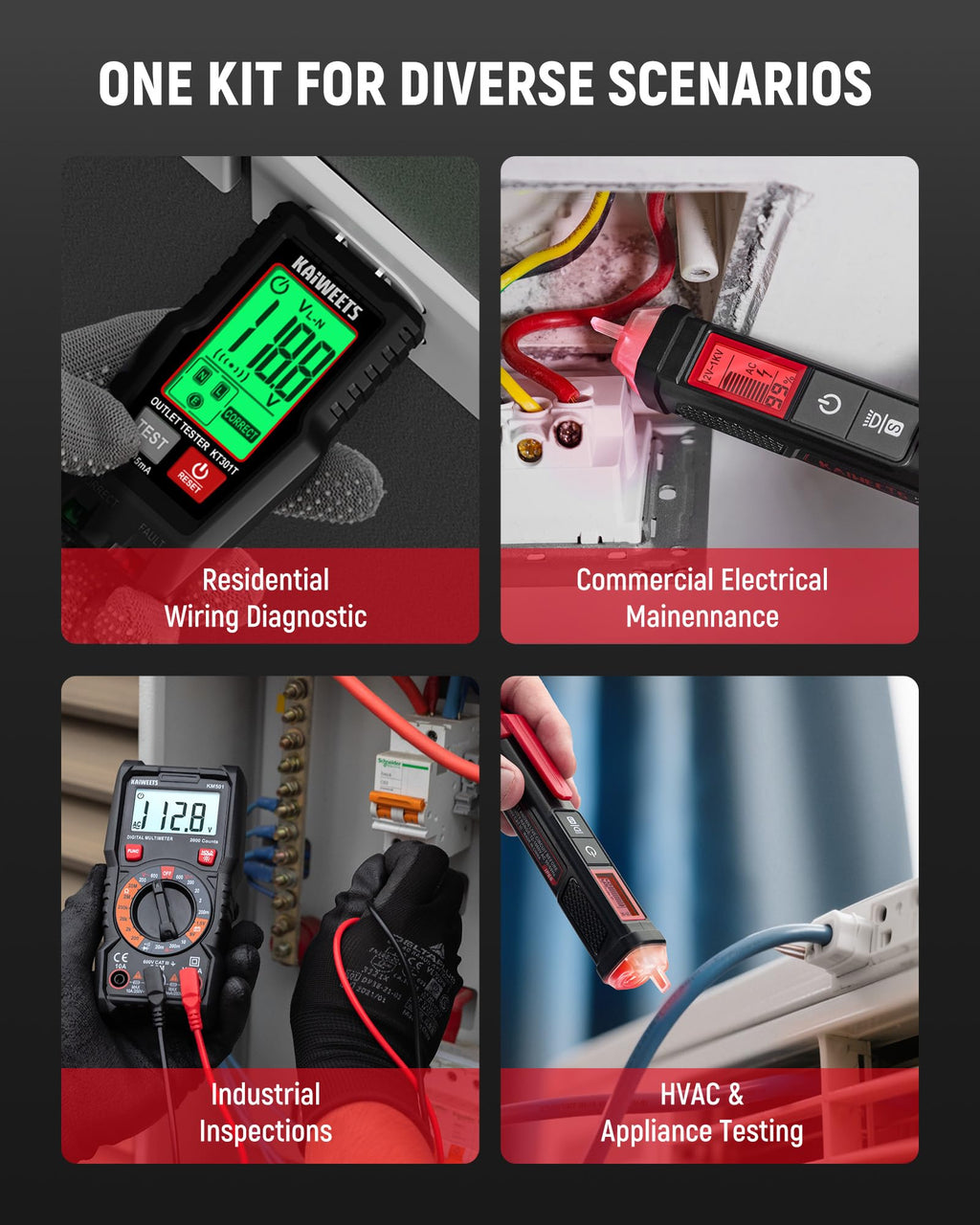 Digital Multimeter Non-Contact Voltage Tester GFCI Outlet Tester Kit R61280