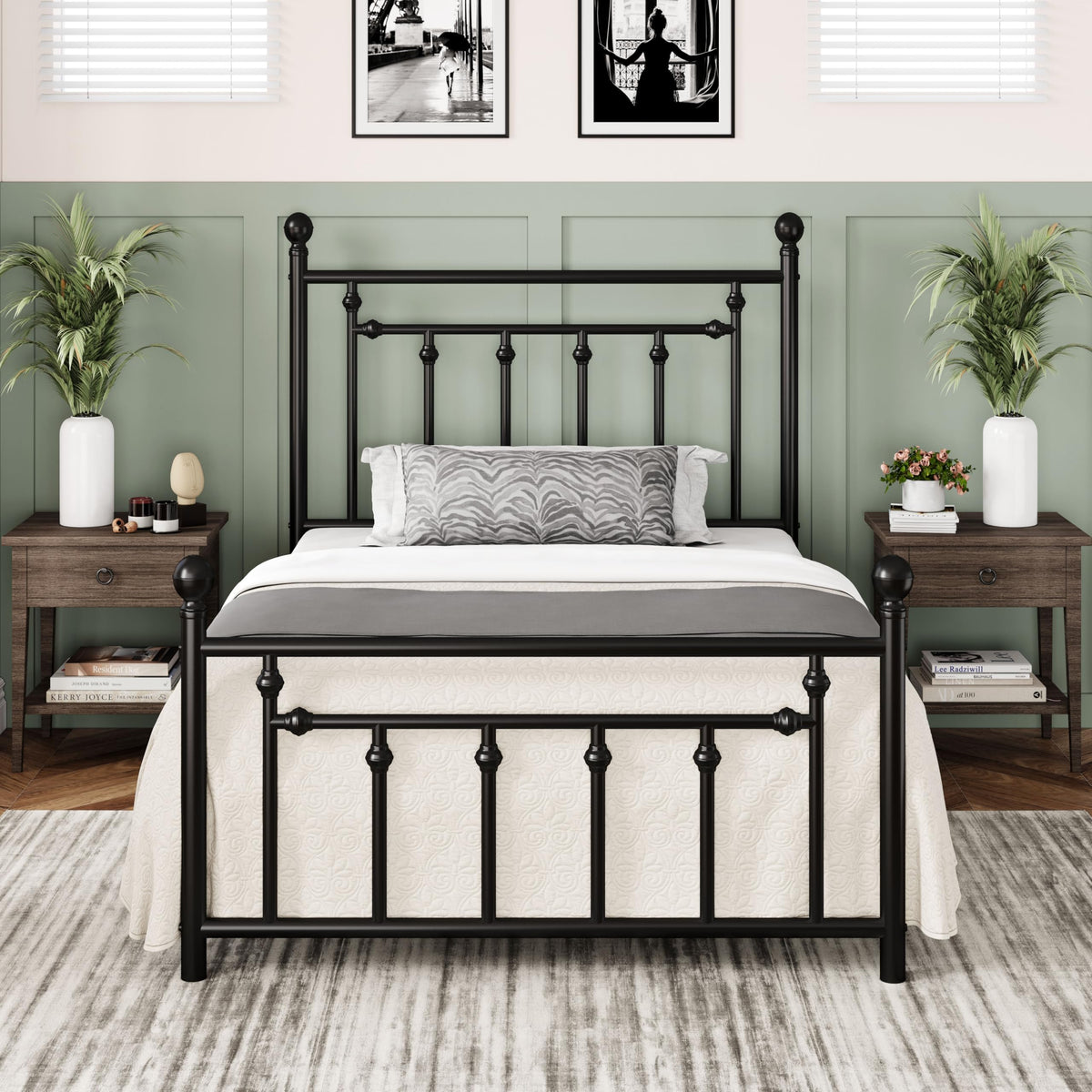 14'' Twin Size Black Metal Platform Bed Frame W434111