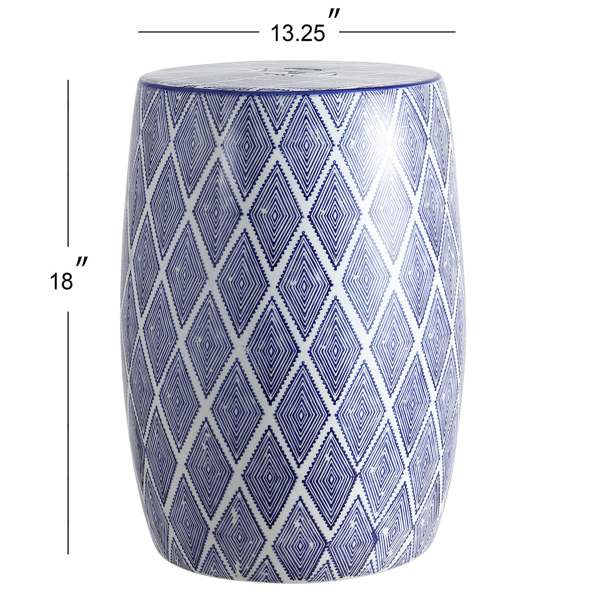 Blue White Ceramic Garden Stool W481333