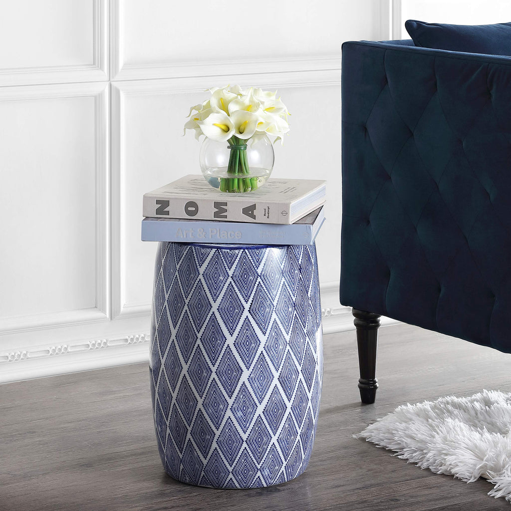 Blue White Ceramic Garden Stool W481333