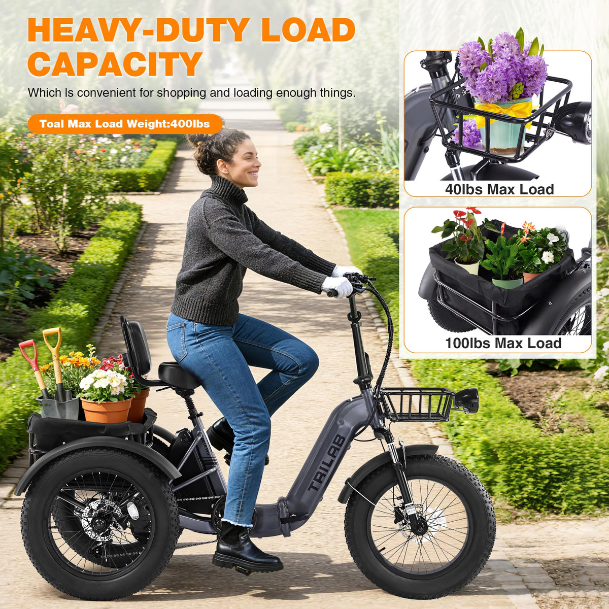 20" Fat Tire Foldable Electric Tricycle X73616