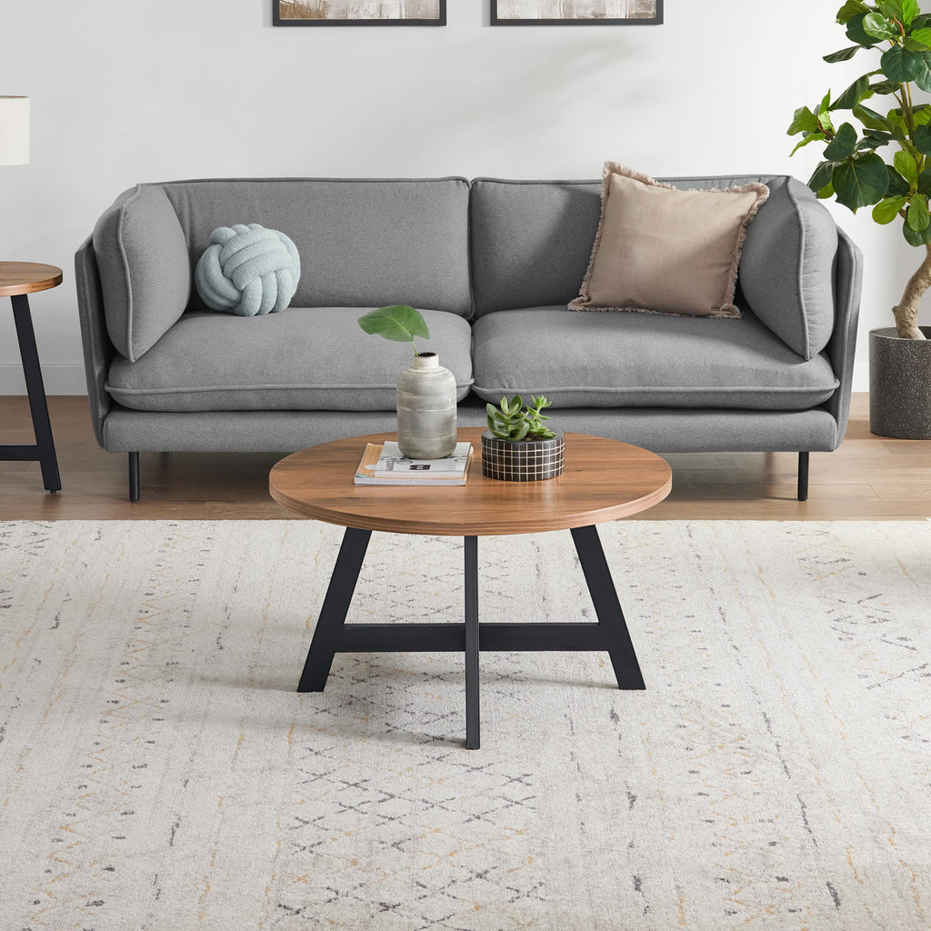 Round Wood Top Metal Base Coffee Table G7097