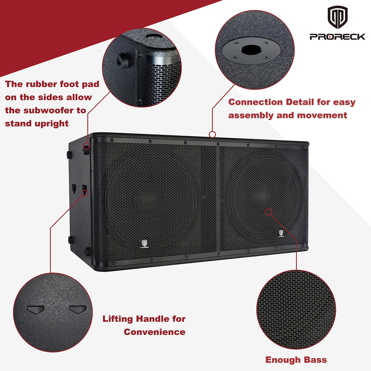 Active Powered PA DJ Subwoofer Cabinet Dual 18 inch 5000W with Class-D Amplifier, Black G88888