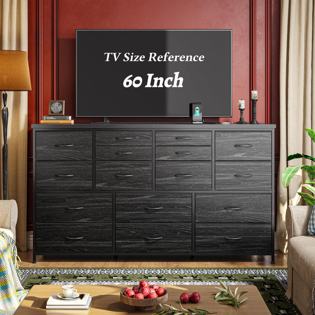 Black Dresser with 16 Fabric Drawers Q402188
